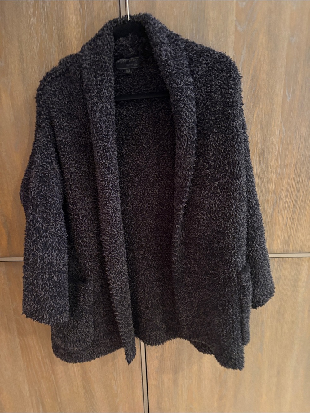 Cozy Black Sherpa Open-Front Women's Coat